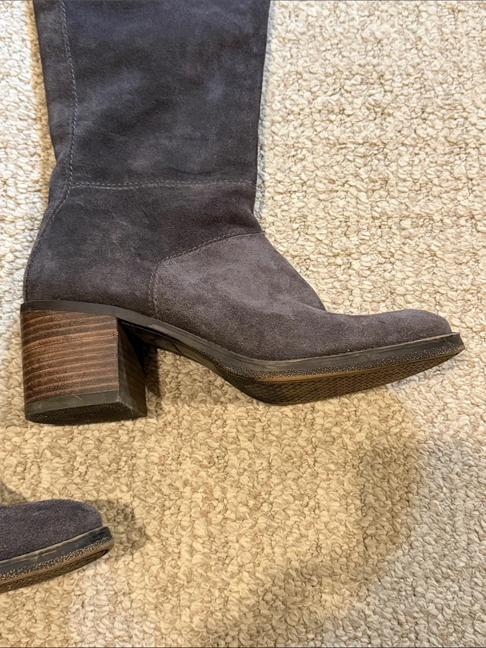 Lucky Brand Women's Over-the-Knee Suede Block Heel Boots - Charcoal